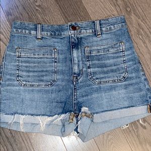 High rise denim shorts